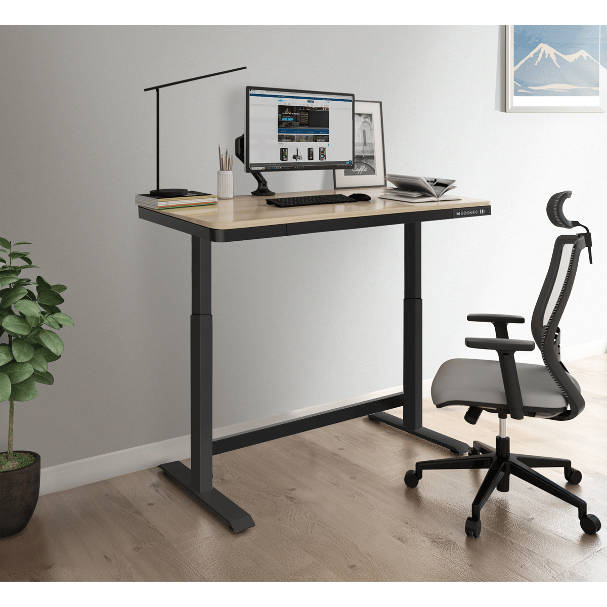 Single Motor Ultra-Quiet Electric Desk with Control Panel, USB Port ...