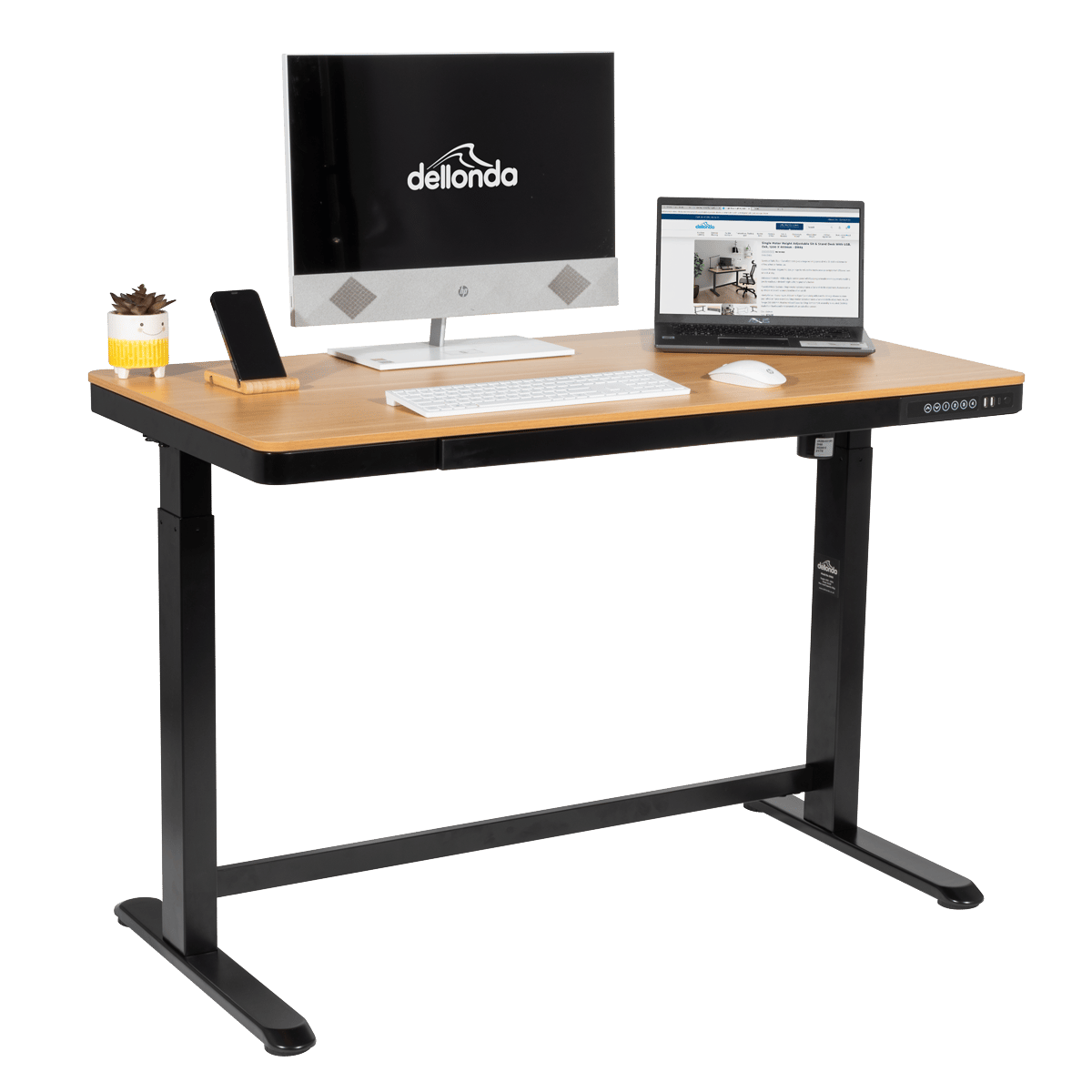 Single Motor Ultra-Quiet Electric Desk with Control Panel, USB Port ...