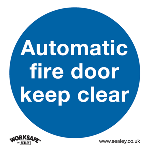 Automatic Fire Door Keep Clear Safety Sign, Rigid Plastic - Pack of 10