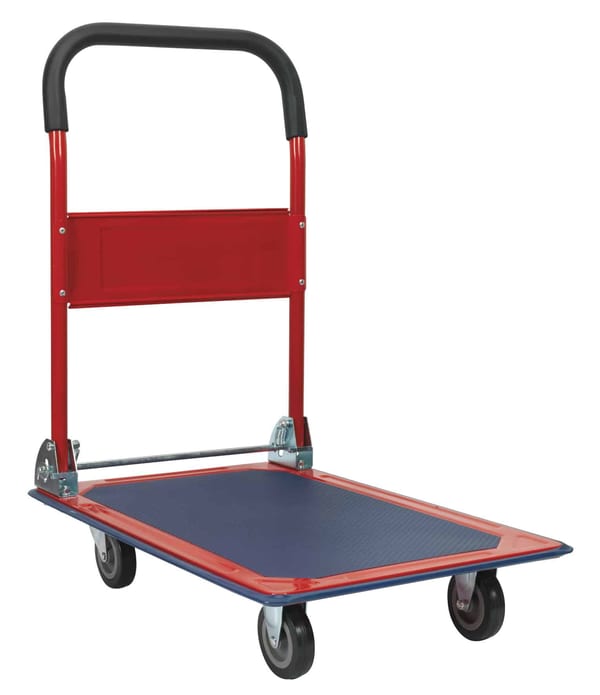 Platform truck with 150kg capacity, sturdy design for efficient material handling