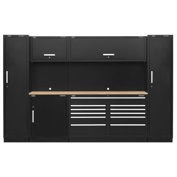 Storage System with Hardwood Worktop 3.55m