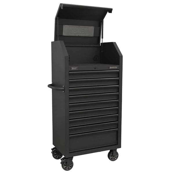 Superline PRO(R) Black Edition Tower Cabinet with 9 Soft Close Drawers & Power Bar 690mm