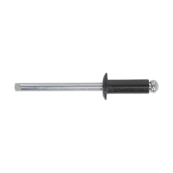 Aluminium black rivet standard flange 4x10mm, pack of 200 for tools and workshop use.
