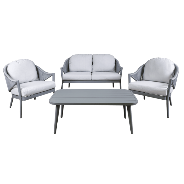 Echo Aluminium Outdoor Sofa, Chair & Coffee Table Set 4pc