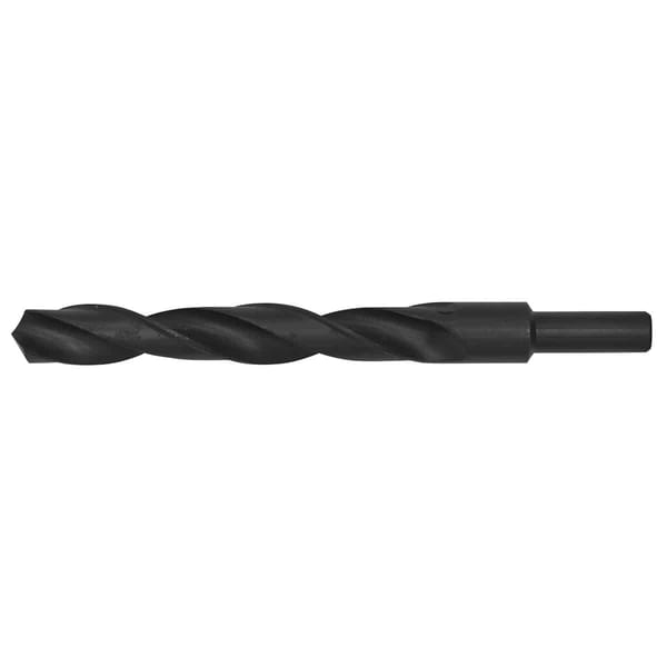 High-speed steel twist drill bit designed for precision drilling in various materials, featuring a black oxide finish for durability.