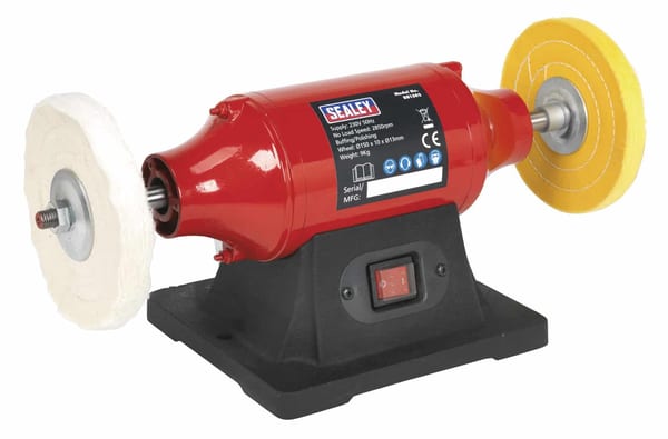 Bench mounting buffer/polisher 150mm 370W for efficient polishing and buffing in workshop.