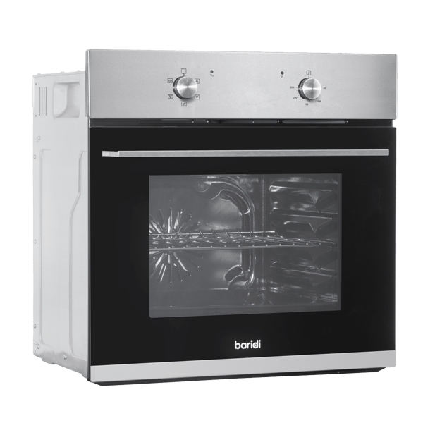 Integrated Fan-Assisted Electric Oven 60cm 55L Capacity - Black/Stainless Steel