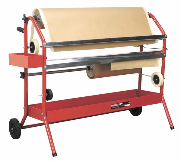 Masking paper dispenser trolley, 2 rolls, 900mm width for bodyshop and garage use.