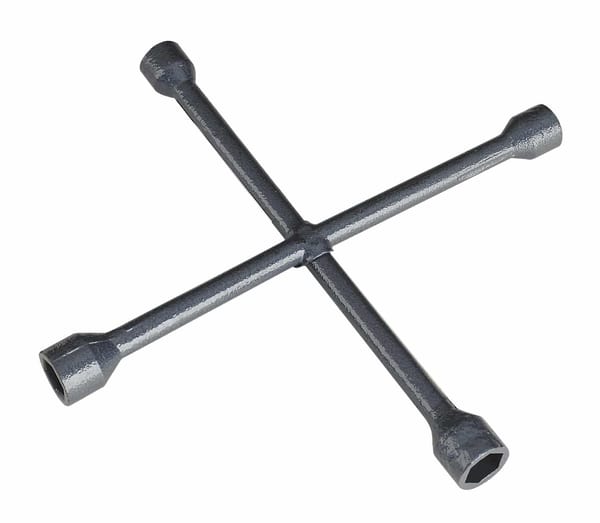 4-way lug wrench with sizes 17, 19, 21, 22mm for efficient vehicle servicing
