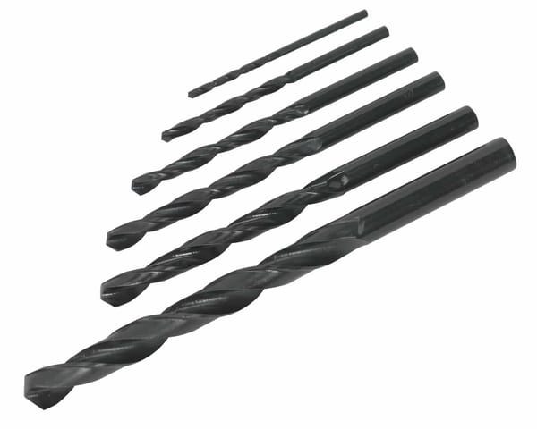 6-piece HSS drill bit set DIN338 for precise drilling in various materials.