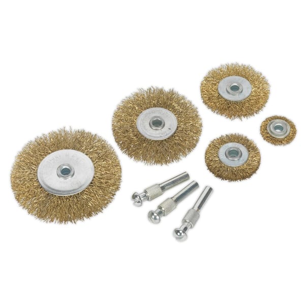 8-piece brassed wire brush set for cleaning and polishing surfaces