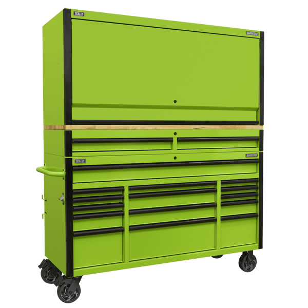 Superline PRO(R) Black Edition Mobile Trolley with Wooden Worktop 15 Drawer 1549mm
