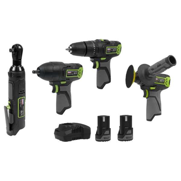 4 x SV10.8 Series Cordless Power Kit 10.8V - 2 Batteries & Euro Plug
