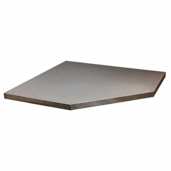 Stainless steel hexagonal tabletop suitable for various applications, featuring a smooth surface and durable construction.