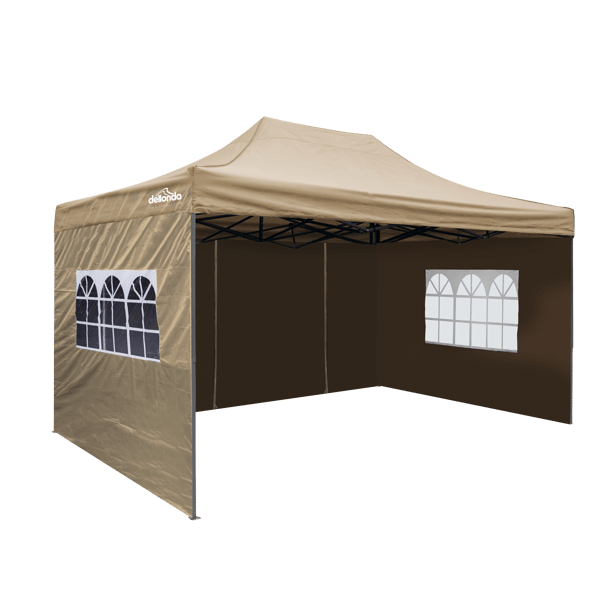 Premium 3x4.5m Pop-Up Gazebo & Side Walls, PVC Coated, Water-Resistant Fabric with Carry Bag, Rope, Stakes & Weight Bags - Beige