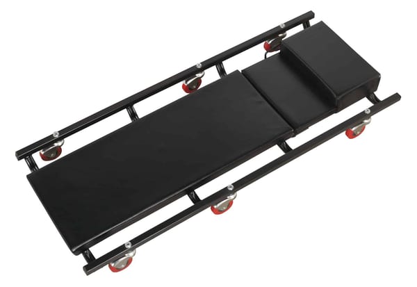 American-Style Deluxe Creeper with Steel Frame, 6 Wheels & Adjustable Headrest 40"