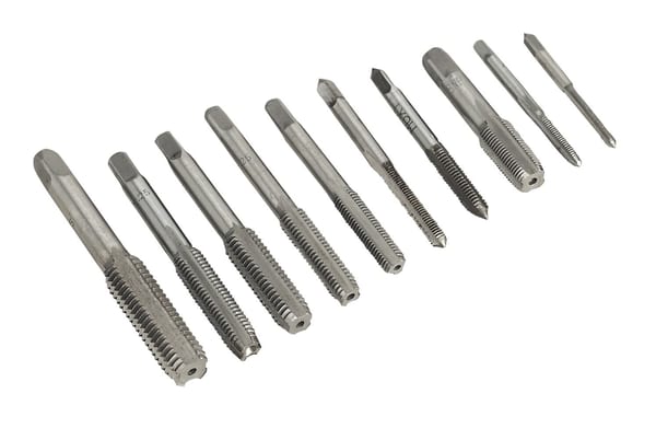 10-piece metric tap set for machine shop thread cutting tools