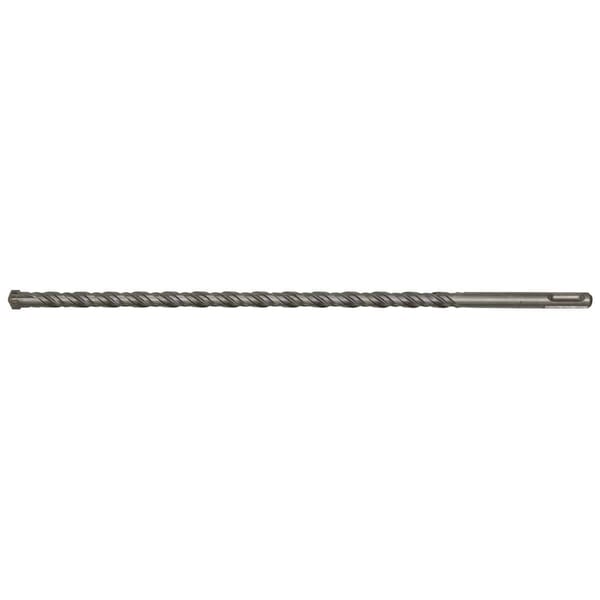 High-quality twisted drill bit designed for concrete, featuring a durable steel construction and a long length for deep drilling.