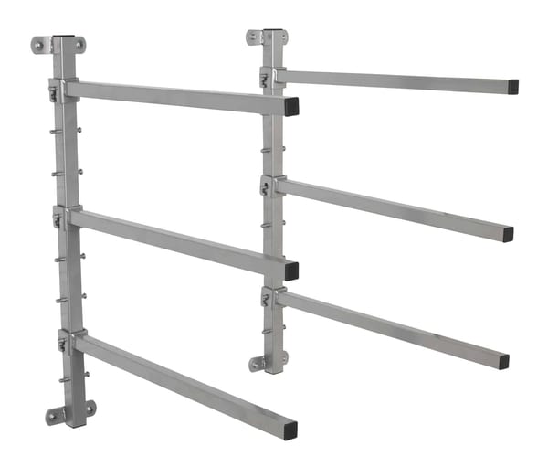 Wall Mounting Folding Bumper Rack for garage and bodyshop use.