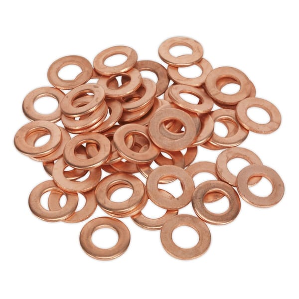Pack of 50 copper stud welding washers 8x16x1.5mm for efficient welding applications.