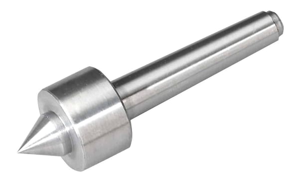 Precision metal centre finder tool with a conical tip and cylindrical body, ideal for accurate measurements and alignment.