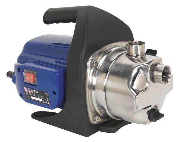 Stainless steel surface mounting water pump, 55L/min, 230V for outdoor and janitorial use.