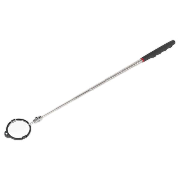 Telescopic inspection mirror with LED light and ergonomic handle, Ø55mm for visibility.