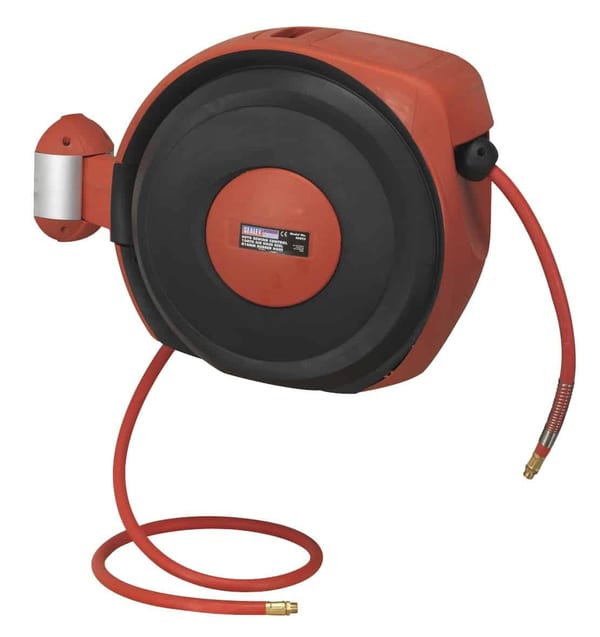 15m Auto-Rewind Control Rubber Air Hose Reel 10mm ID