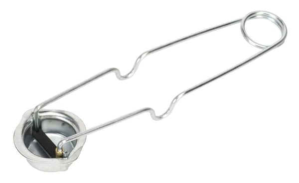 Metal bottle cap remover tool with a sturdy handle and cap holder for easy bottle opening, ideal for home and bar use.