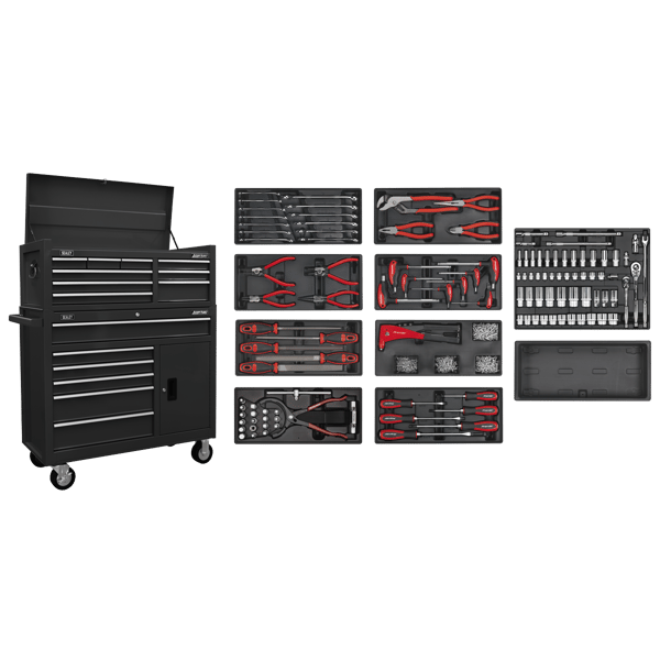 American PRO(R) Topchest & Rollcab Combination 15 Drawer - Black