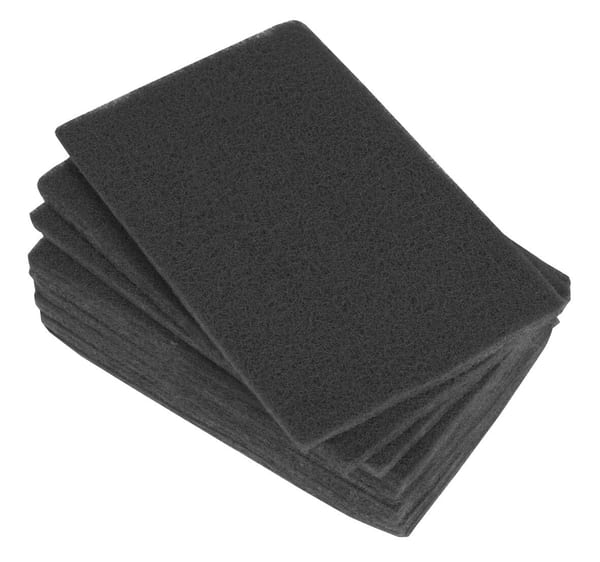 Pack of 10 ultra fine abrasive hand pads 150x230mm for versatile smoothing and finishing.