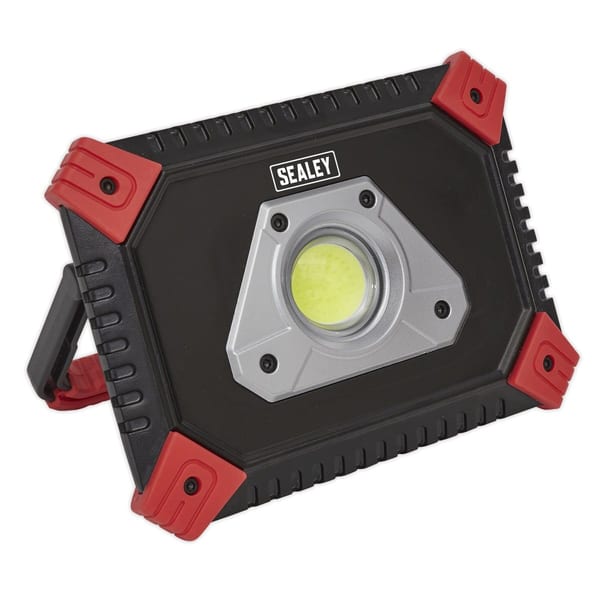 Sealey portable work light with a robust design and bright LED illumination, ideal for various tasks and environments.
