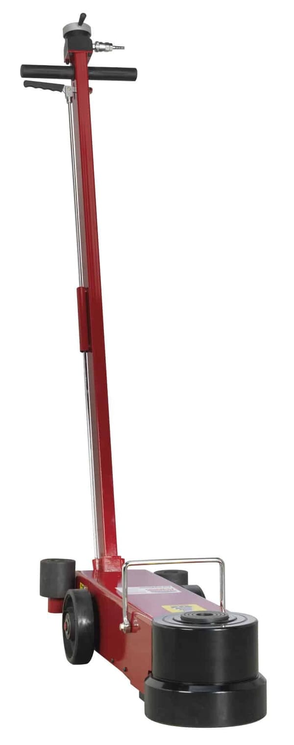 60-tonne air-operated telescopic jack for low entry vehicles, ideal for garage use.
