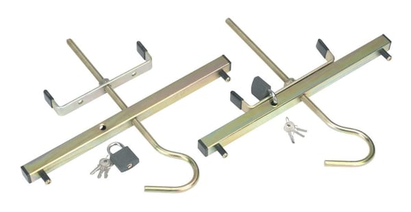 Heavy-duty security locking bracket set with keys for enhanced protection and stability, suitable for various applications.