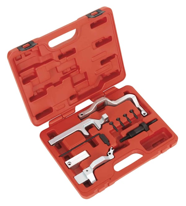 A comprehensive tool kit set featuring various metal tools and a sturdy red case for storage and organisation.