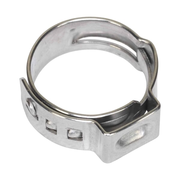 O-Clip Single Ear hose clip for 13.2-15.7mm hoses, pack of 25, ideal for secure connections.