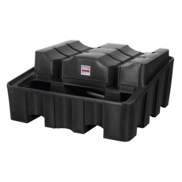 Durable black drum rack dispensing/storage unit for barrel bunds