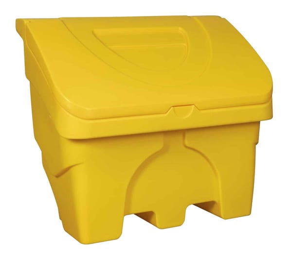 Durable 200L yellow grit and salt storage box for outdoor use