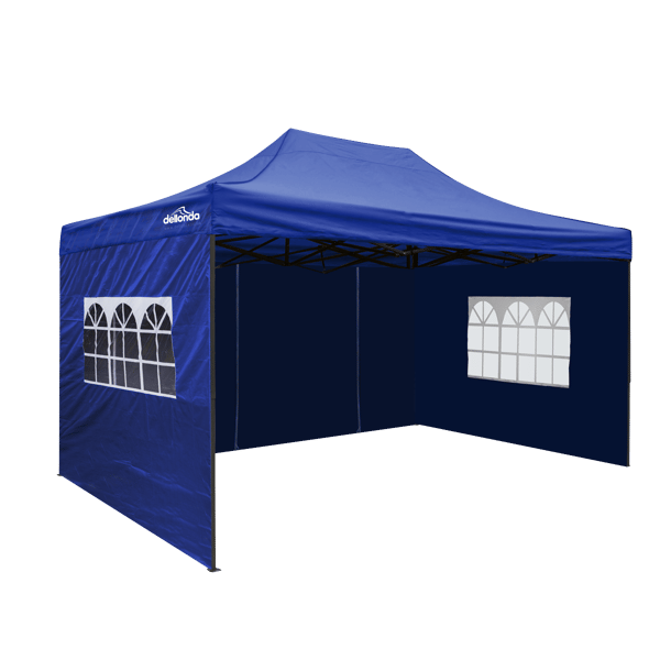 Premium 3x4.5m Pop-Up Gazebo & Side Walls, PVC Coated, Water-Resistant Fabric with Carry Bag, Rope, Stakes & Weight Bags - Blue