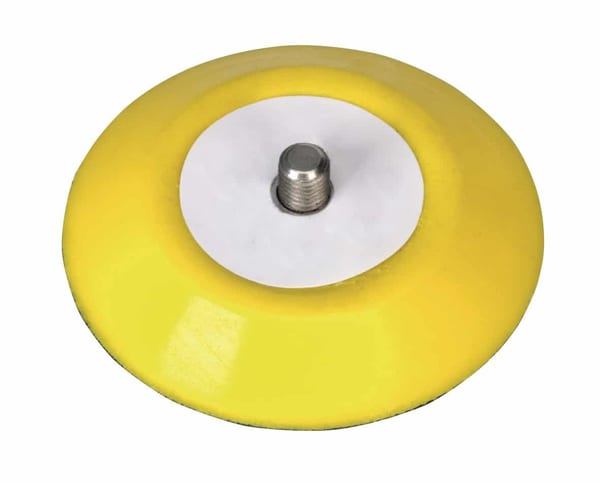 Yellow Ø71mm Hook & Loop Backing Pad with 5/16" UNC thread for power tools.