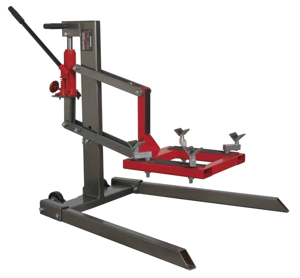 Single Post Motorcycle Lift with 450kg capacity for easy vehicle maintenance
