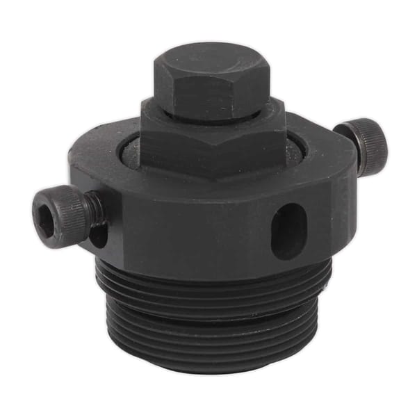Black hydraulic pressure regulator with threaded base and adjustment screws for precise control in hydraulic systems.