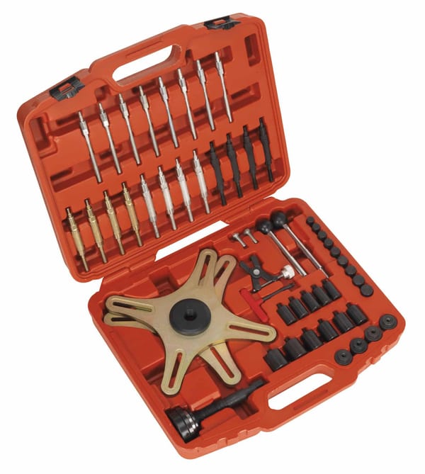 SAC Clutch Alignment Tool set in red case for vehicle transmission service.