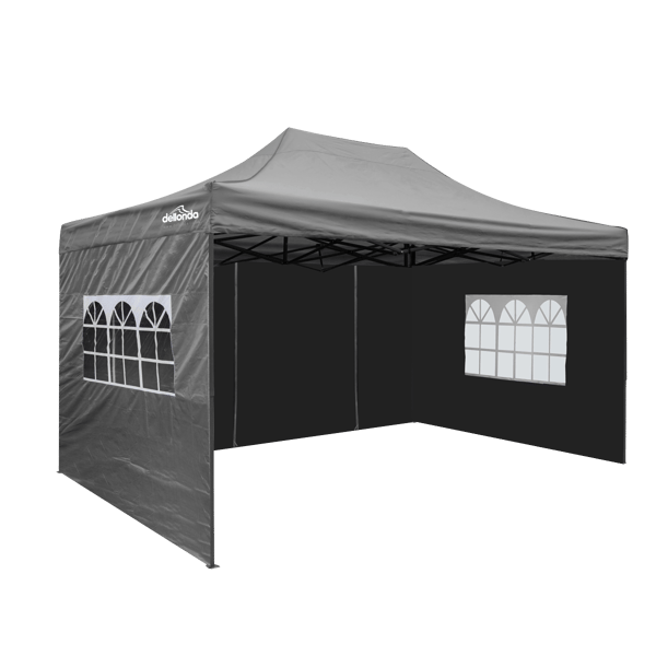 Premium 3x4.5m Pop-Up Gazebo & Side Walls, PVC Coated, Water-Resistant Fabric with Carry Bag, Rope, Stakes & Weight Bags - Grey