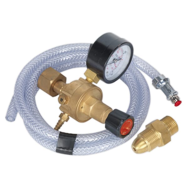 MIG gas regulator kit with gauge, hose, and fittings for welding tasks