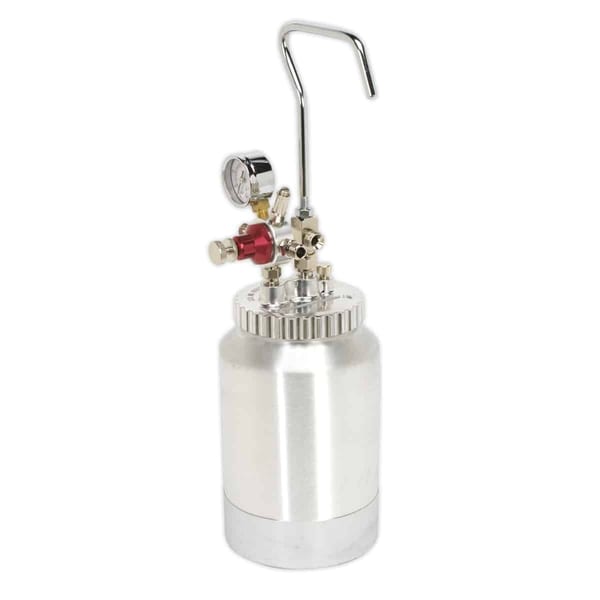 High-pressure spray canister featuring a pressure gauge and nozzle for precise application, ideal for various industrial uses.