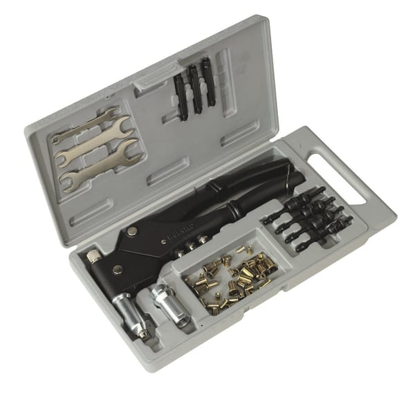 Blind Nut & Stud Riveting Kit with tools and accessories in a portable case