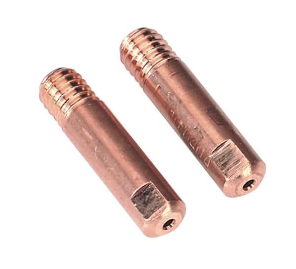 Pack of 2 contact tips for MIG welding, 1mm Aluminium TB15, ideal for precision welding tasks.