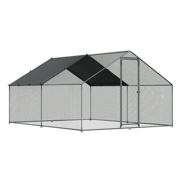 Walk-In Galvanized Steel Chicken Run with Roof Cover & PVC Coated Chicken Wire