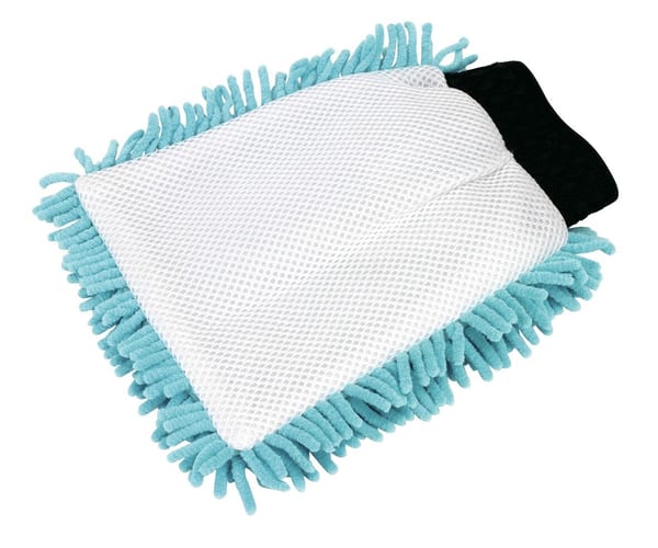 Shaggy microfibre mitt 2-in-1 for cleaning and drying surfaces